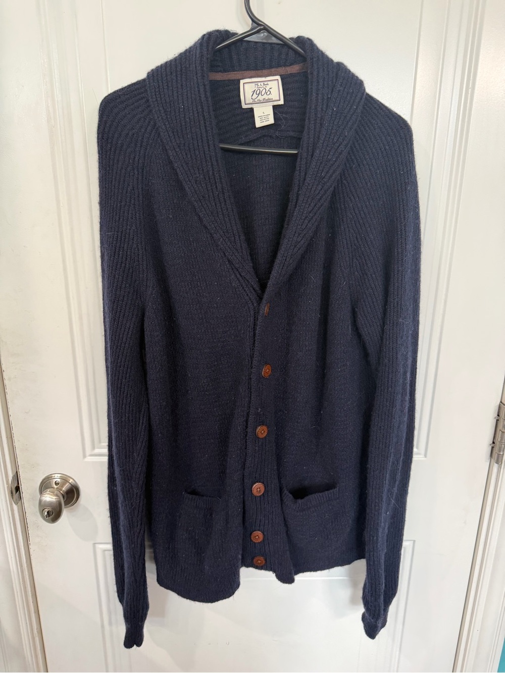 Jos. A. Bank Navy Shawl Collar Button Cardigan